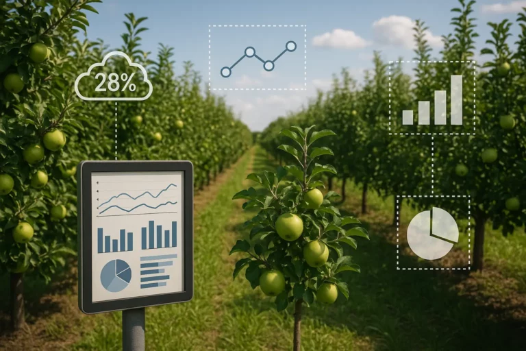IOT, slimme data, boomgaard apparatuur, teler, fruit, appel, weerstation landbouw